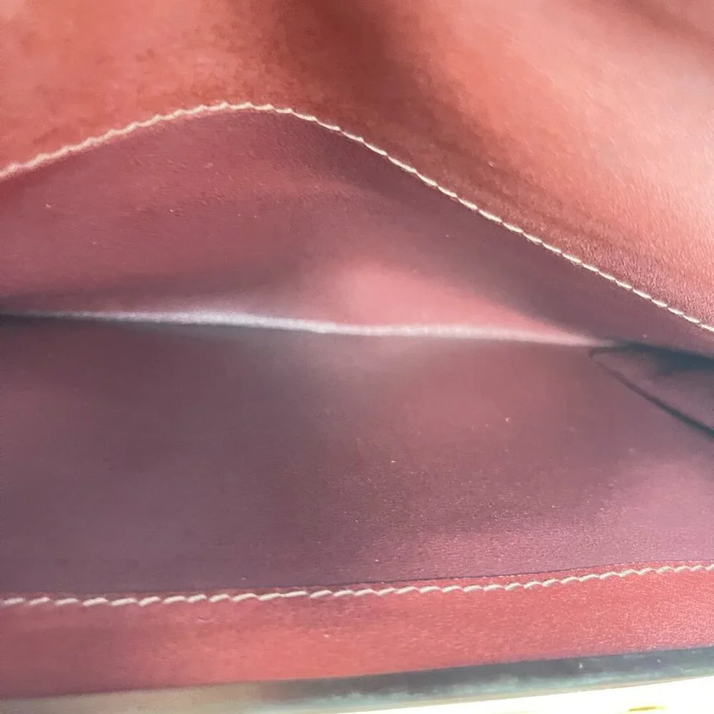 Must De Cartier Vintage Bordeaux Tri-fold Kisslock Leather Wallet - Preowned